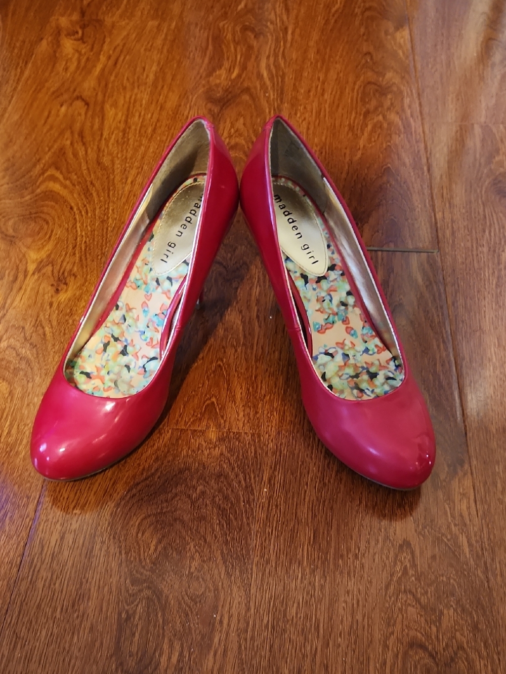 Madden Girl Red Patent Round-Toe Pumps